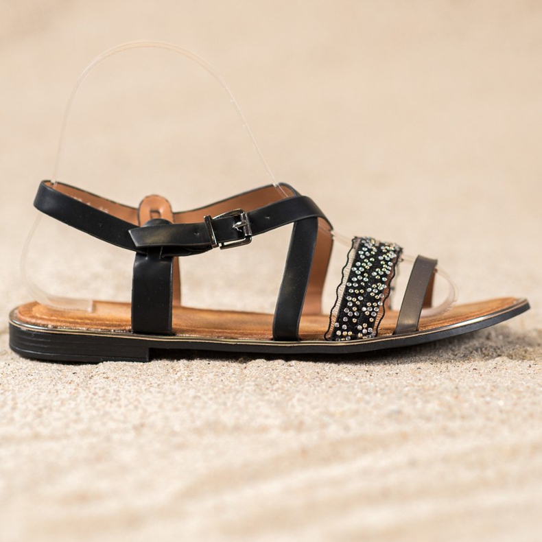 Small Swan Stylish Black Sandals 2