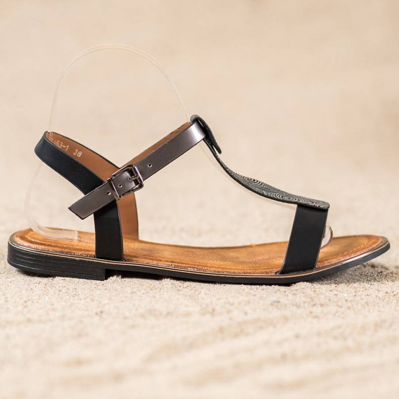 Small Swan Classic Sandals With Eco Leather black 1 Small Swan Classic Sandals With Eco Leather black 1
