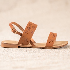 Small Swan Sandals With Openwork Pattern brown 2