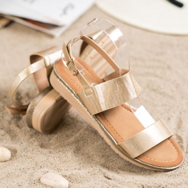 Small Swan Shiny golden sandals 1