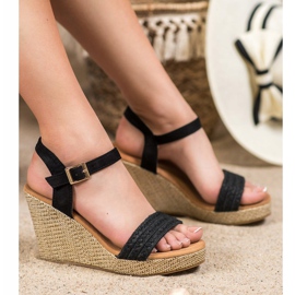 SHELOVET Stylish wedge sandals black 1