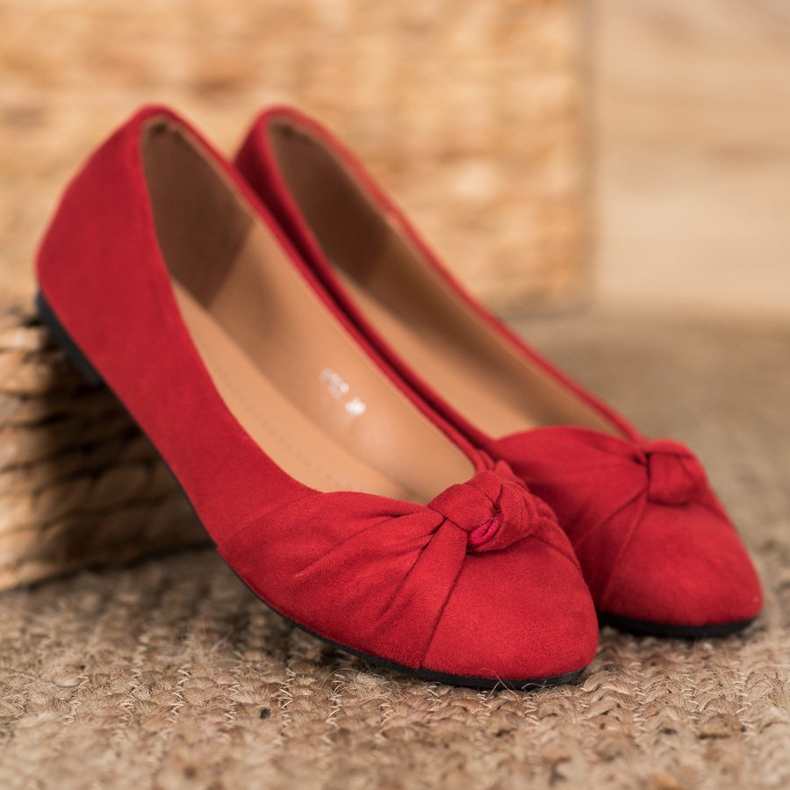 Clowse Comfortable Suede Ballerinas red 1