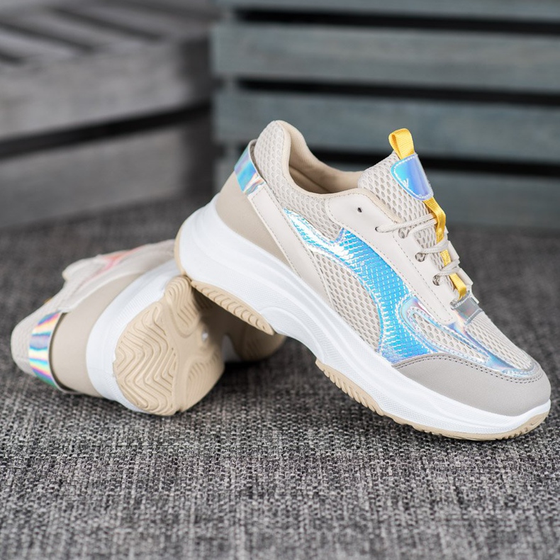 Bona Beige Sneakers With Mesh white grey multicolored 2