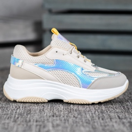 Bona Beige Sneakers With Mesh white grey multicolored 1