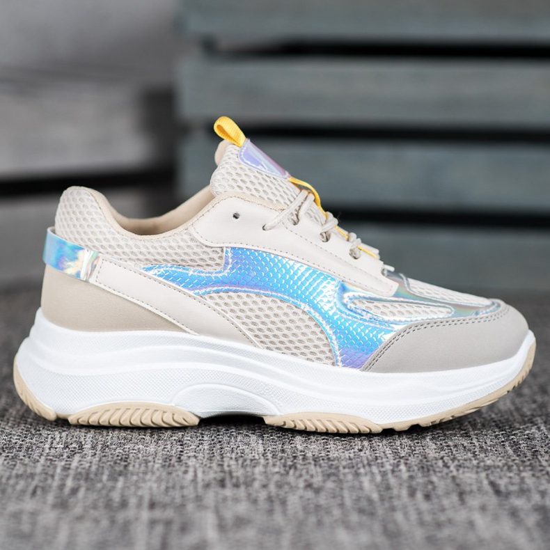 Bona Beige Sneakers With Mesh white grey multicolored 1