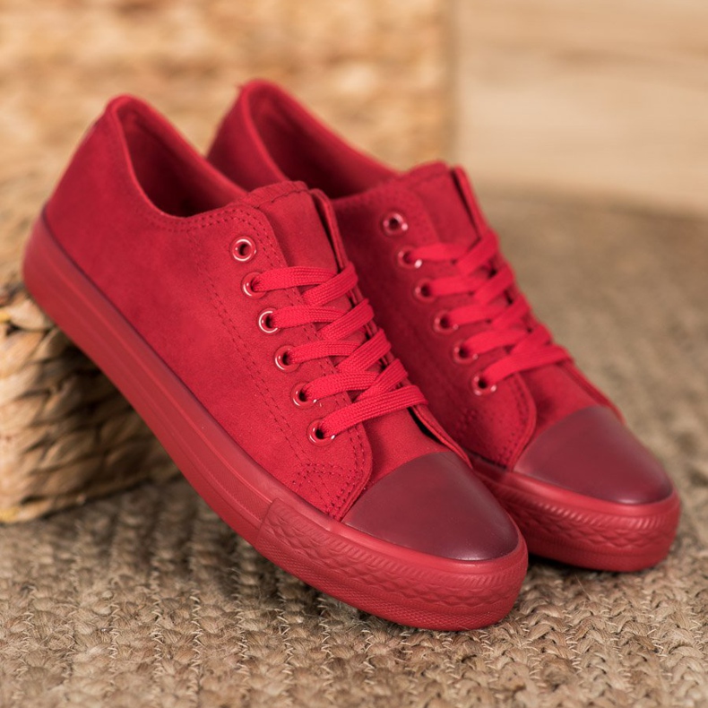 SHELOVET Suede Sneakers red 1