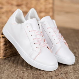 SHELOVET Super sports shoes white pink 1