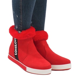Red fur-lined suede boots NB252P-3 1