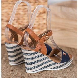 Goodin Fashionable wedge sandals brown blue multicolored 1