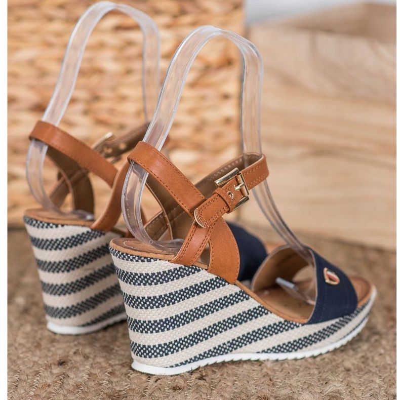 Goodin Fashionable wedge sandals brown blue multicolored 1