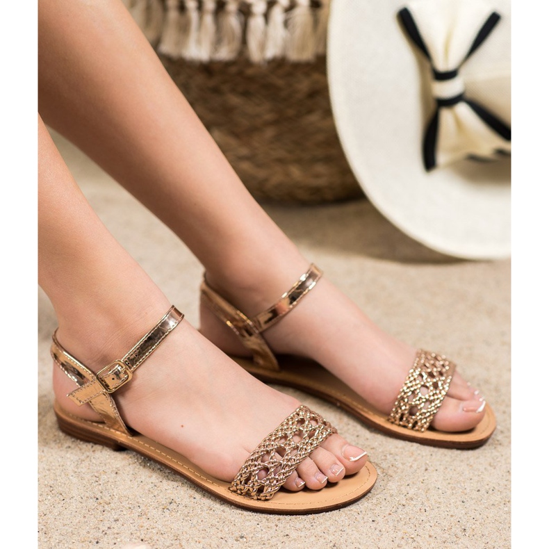 Small Swan Elegant Braided Sandals yellow 2