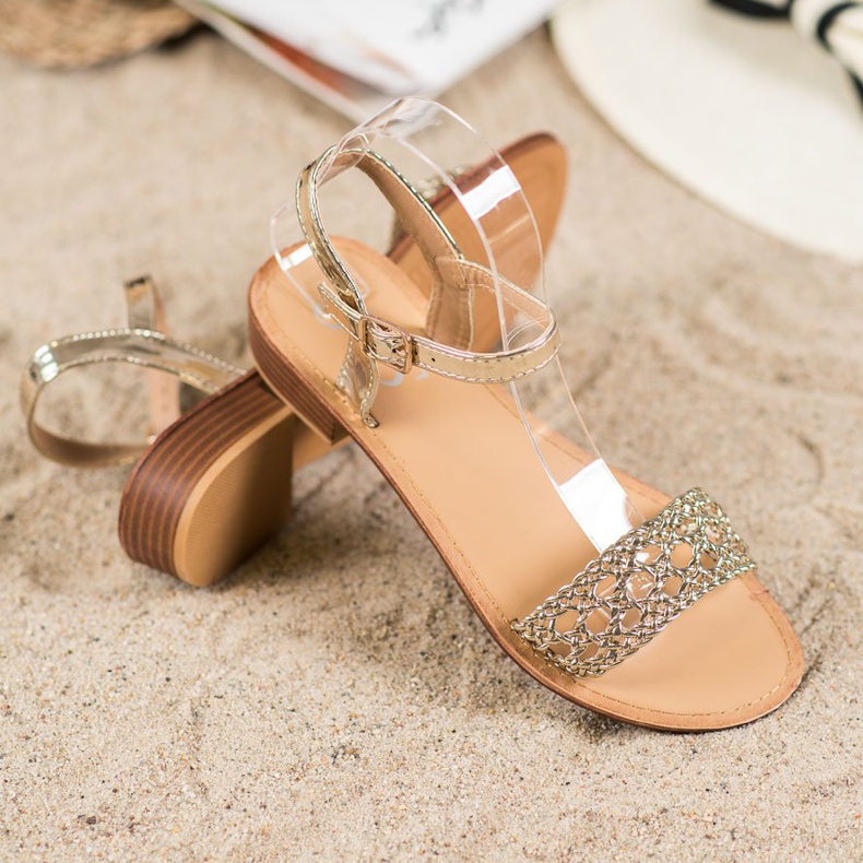 Small Swan Elegant Braided Sandals golden 1