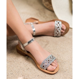 Small Swan Elegant Braided Sandals grey 1
