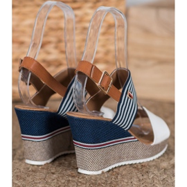 Goodin Wedge Sandals white blue 1