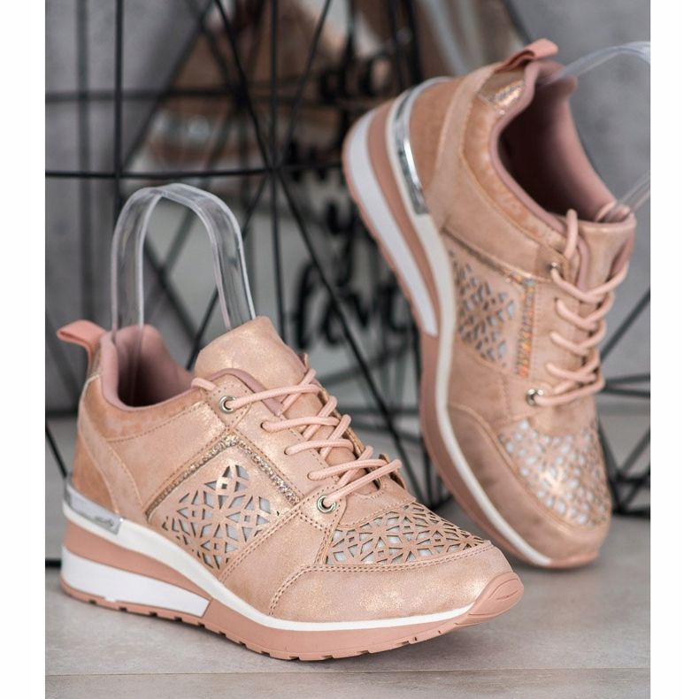 Kylie Sneakers With Openwork Pattern brown pink 1