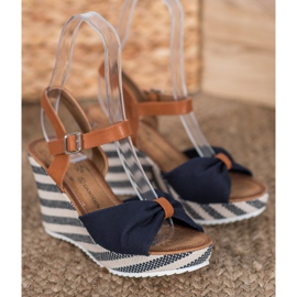 Goodin Navy Blue Sandals On Wedge brown 1