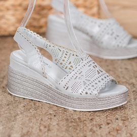 Goodin Openwork wedge sandals grey 2