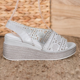 Goodin Openwork wedge sandals grey 1