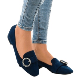 Navy blue suede high heels L419 1