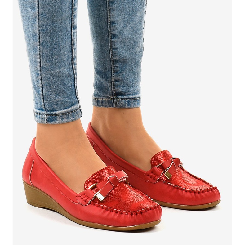 Red matte wedge shoes BO-303 1