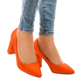 Orange pumps on a post made of WD67P eco-suede 1
