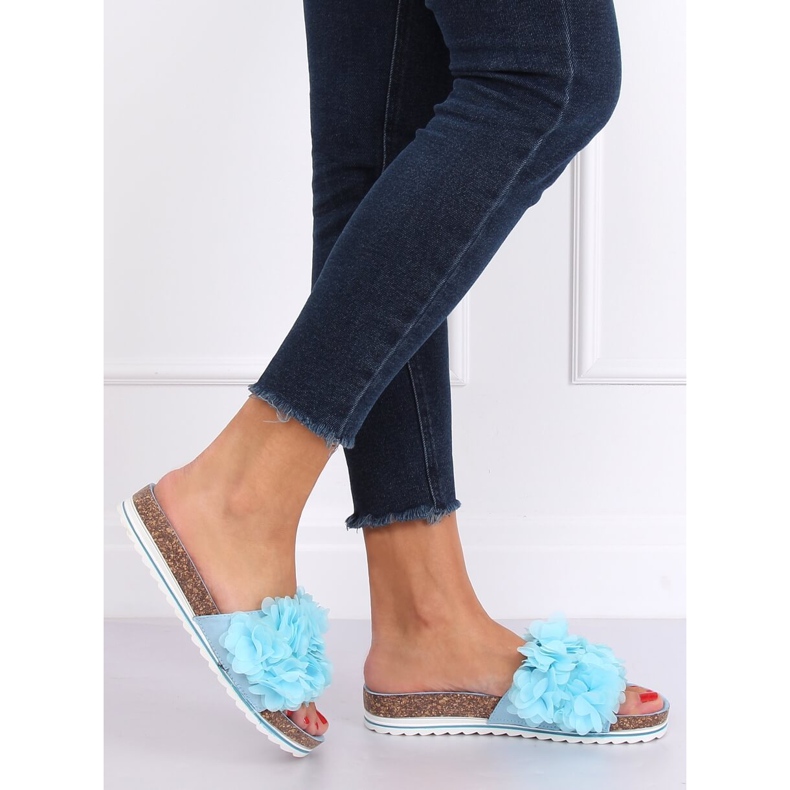 Flower power blue BG47P LT.BLUE slippers 1