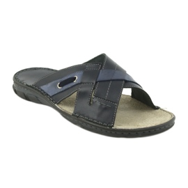 Comfortable Leather Slippers Naszbut 055 navy blue blue 1 Comfortable Leather Slippers Naszbut 055 navy blue blue 1