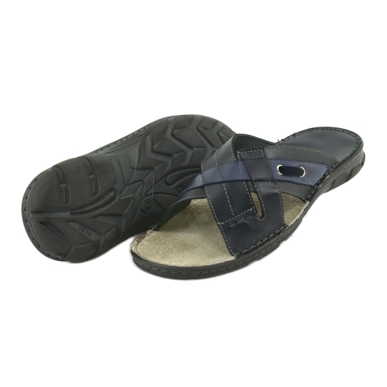 Comfortable Leather Slippers Naszbut 055 navy blue blue 4