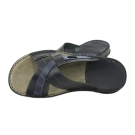 Comfortable Leather Slippers Naszbut 055 navy blue blue 5