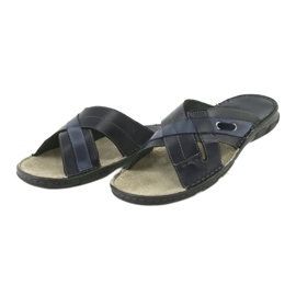 Comfortable Leather Slippers Naszbut 055 navy blue blue 3
