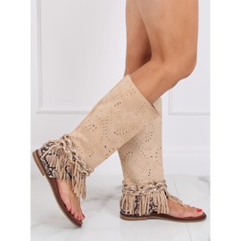 Boho flip-flops with a beige upper NS130P Beige 1