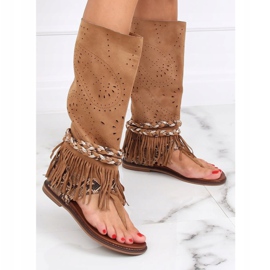 Boho flip-flops with camel NS130P Camel shank brown 1