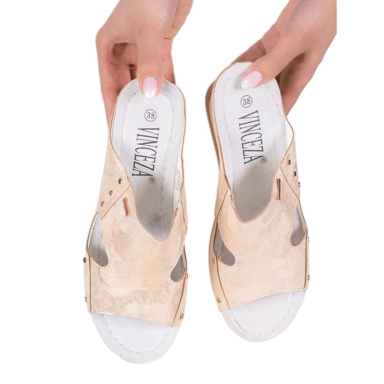 VINCEZA Wedge Sandals golden 2 VINCEZA Wedge Sandals golden 2
