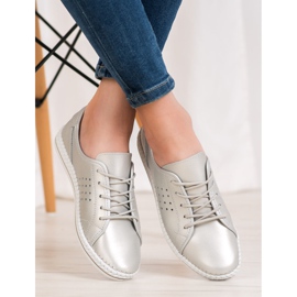 Kylie Lace-up leather brogues grey 1