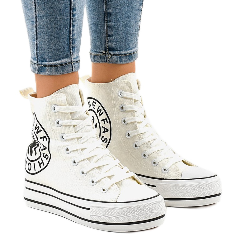 White wedge sneakers W08 1