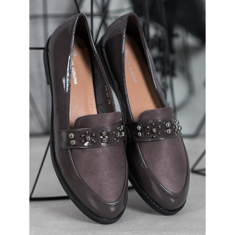 SHELOVET Lacquered loafers grey 1