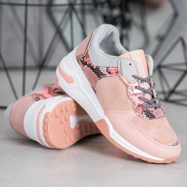 SHELOVET Snake Print Sneakers pink 2