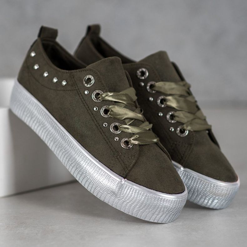 SHELOVET Suede Sneakers green 1