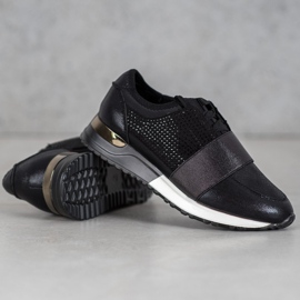SHELOVET Sports shoes with crystals black 1