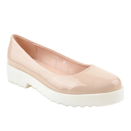 Beige, slip on wedge shoes BJ6223-3 1