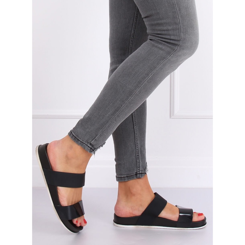 Black CK66P Black slippers with rubber straps 2