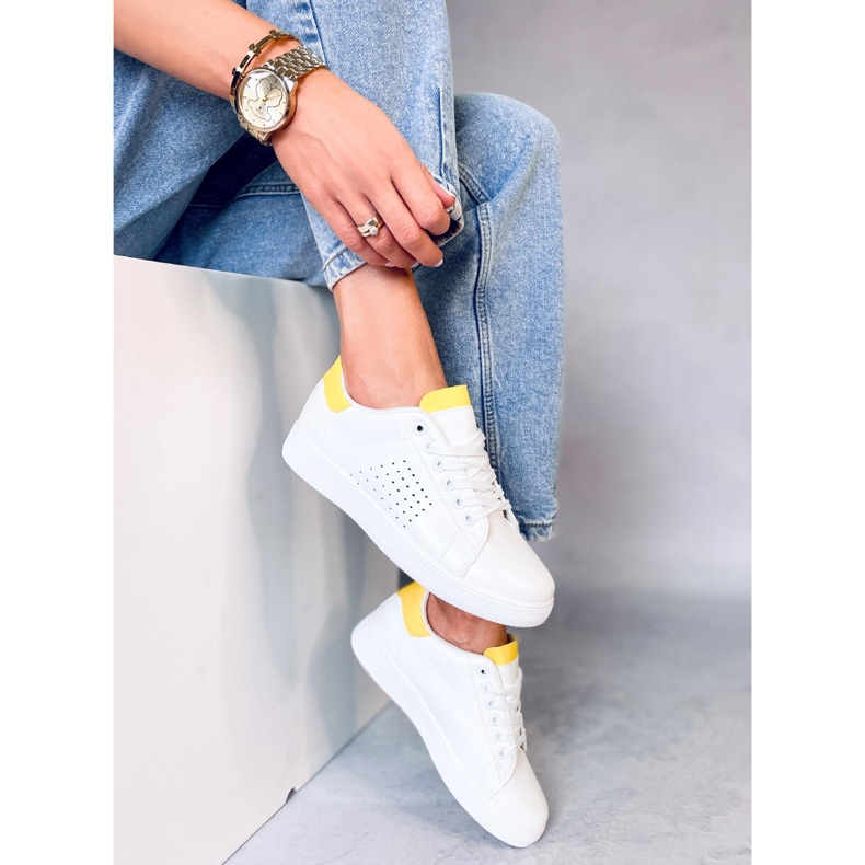 Women's white and yellow sneakers LV101P Yellow 1