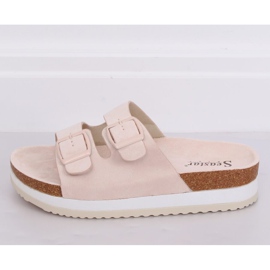 Beige scholki slippers SS115P Beige multicolored pink 2
