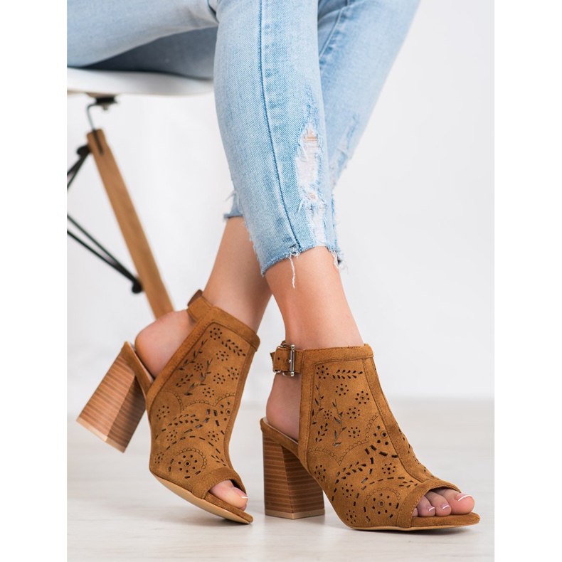 Mannika Built-up Openwork Sandals brown 1