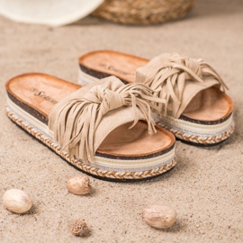 Seastar Slippers With Fringes brown 1