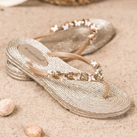 SHELOVET Rubber Flip-Flops With Ornaments yellow 1