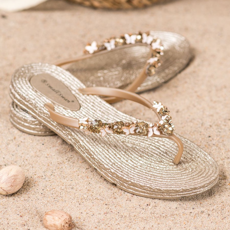 SHELOVET Rubber Flip-Flops With Ornaments yellow 1