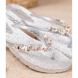 SHELOVET Rubber Flip-Flops With Ornaments grey 1