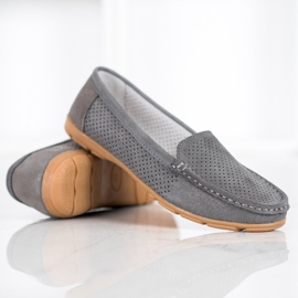 Leather Loafers With VINCEZA glitter grey 1