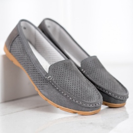 Leather Loafers With VINCEZA glitter grey 2